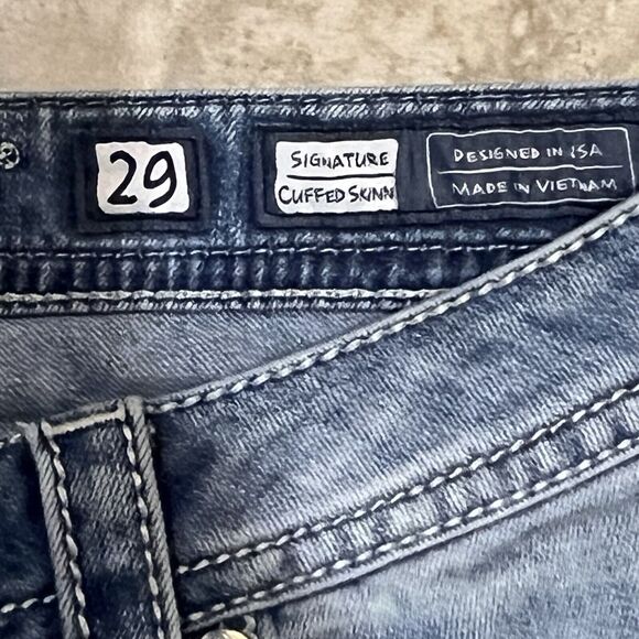 MISS ME Signature Cuffed Skinny JP7669CK Embroidered Distressed Women Jeans 29 - Picture 6 of 7